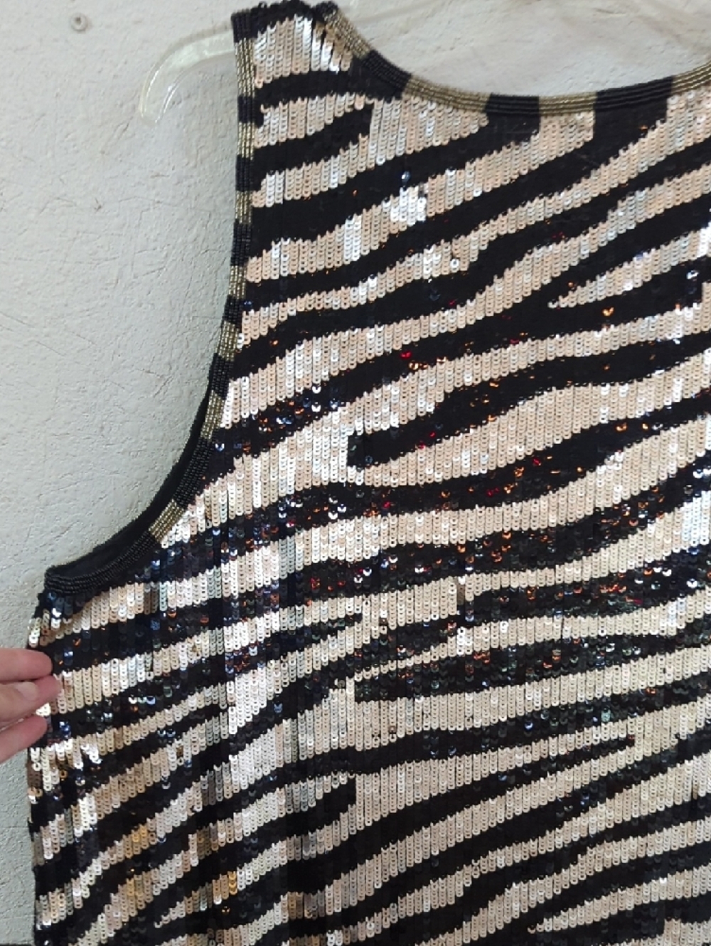 Trina Turk Sequin Zebra Tank Dress - Gold & Black - Picture 6 of 7
